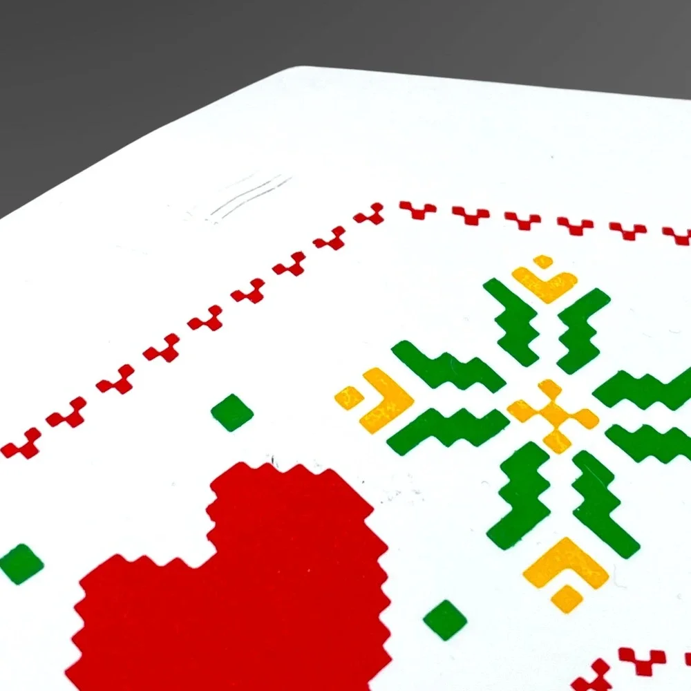 Christmas Pixel Vinyl Placemats Set of 8 Reindeer Tree 1984 Vintage